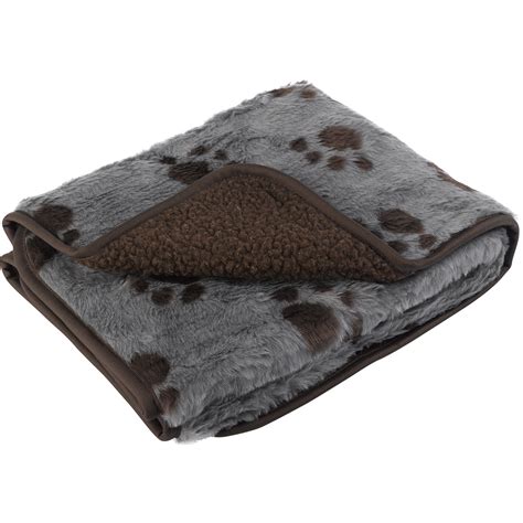 Pet Face Sherpa Fleece Dog Blanket Comforter Warm Faux Fur Paw Print