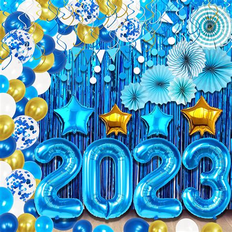 Kit de arco de decoración de año nuevo azul Paquete de globos de papel de aluminio