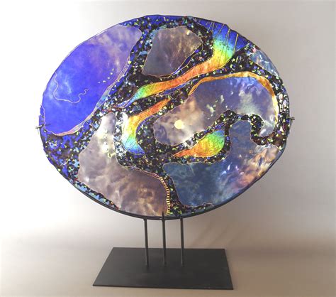 Large Blue Oval On Stand By Karen Ehart Art Glass Sculpture Artful Home