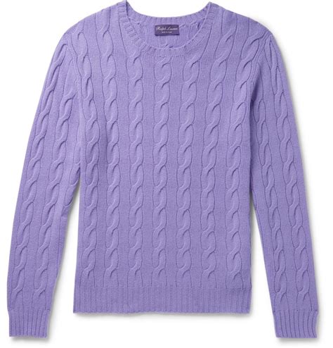 Ralph Lauren Purple Label Cable Knit Cashmere Sweater Purple Ralph