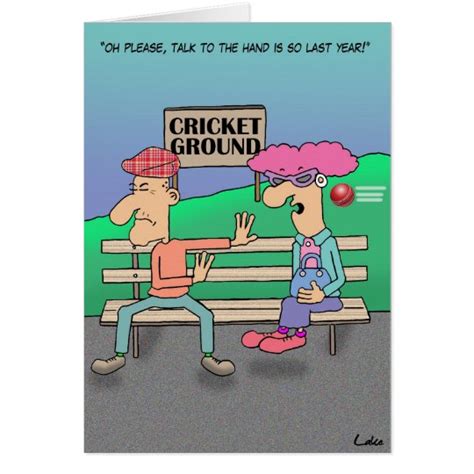 Funny Cricket Ground Cartoon Card Uk