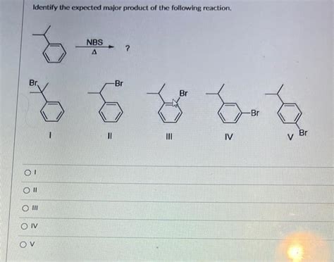 Solved Identify The Expected Major Product Of The Following Chegg