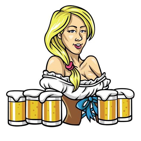 oktoberfest girl holding the beers stock vector illustration of german cheerful 78090686