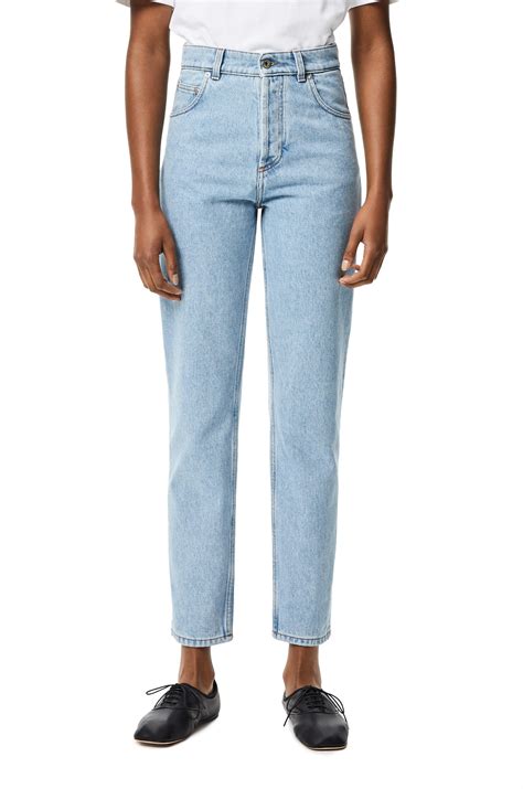Tapered Jeans In Stone Washed Denim Light Blue Loewe