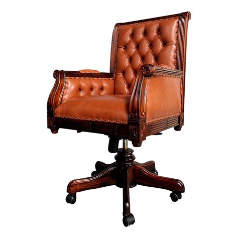 Solid Mahogany Office Chair Classic Antique Style Reproduction Design