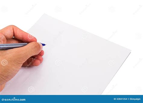 Hand Writing Blank Paper Stock Photo Image Of Blank 32841354