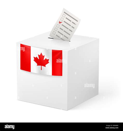 Election In Canada Ballot Box With Voicing Paper Isolated On White