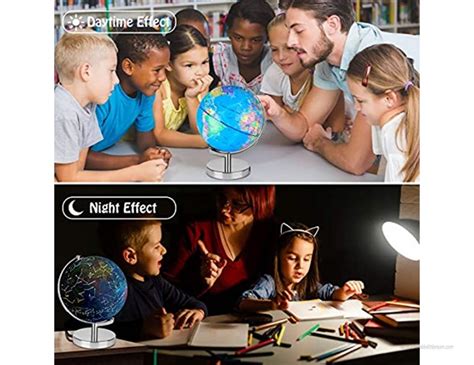 Wizdar Illuminated World Globe For Kids Learning 3 In 1 Interactive