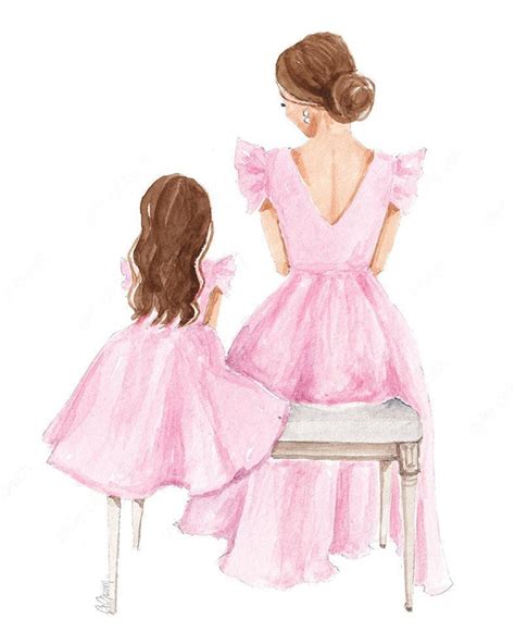 Mother Daughter Illustration Mothers Day Mother And Etsy Mother