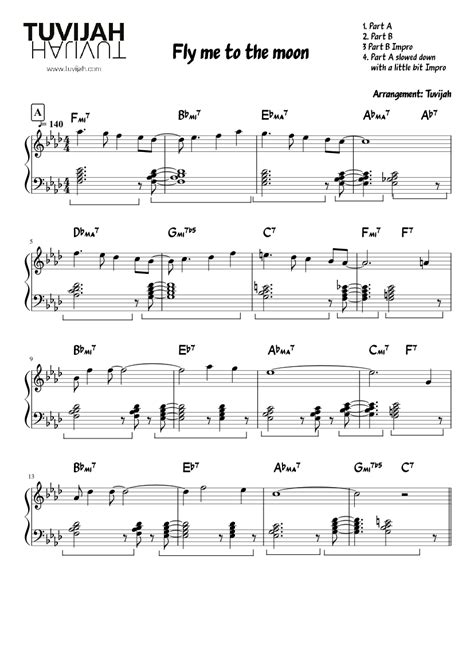 Fly Me To The Moon Arrangement Sheet Music For Piano Download Free In