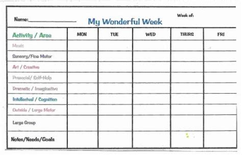 Preschool Weekly Report Template 7 Templates Example Templates