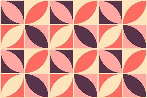 70s Retro Seamless Pattern With Simple Geometric Shapes Minimalist