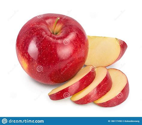 Red Apple With Slices Isolated On White Background With Clipping Path