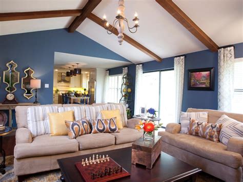 Blue Living Room With Cathedral Ceiling Hgtv