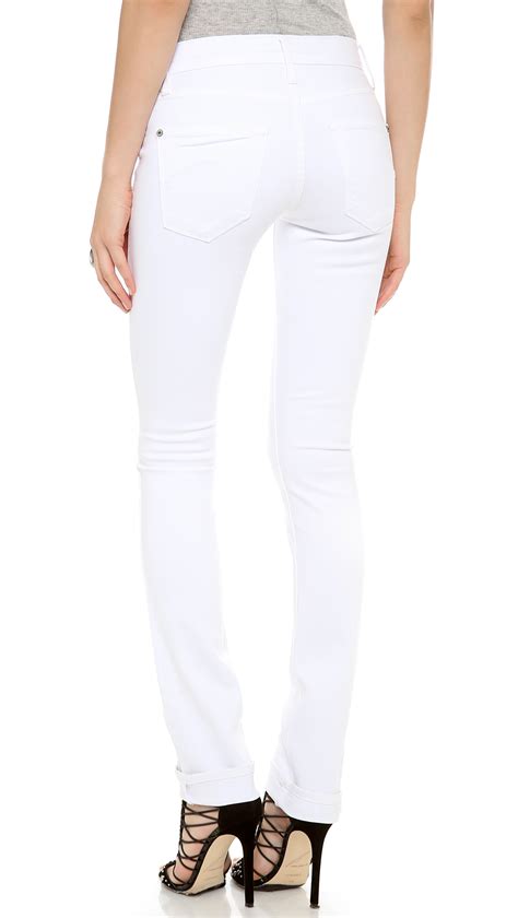 White Straight Leg High Waisted Jeans 100 Cotton Plus Size Cheap