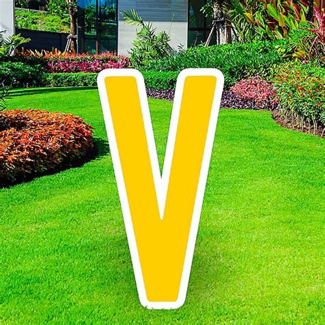 Yellow Letter V Corrugated Plastic Yard Sign 30in Party City