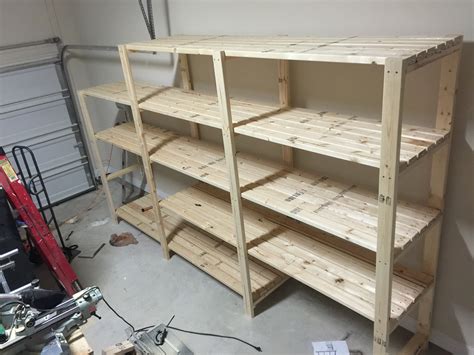 This builder made four shelves for around $70. Ana White | Garage Shelving - DIY Projects