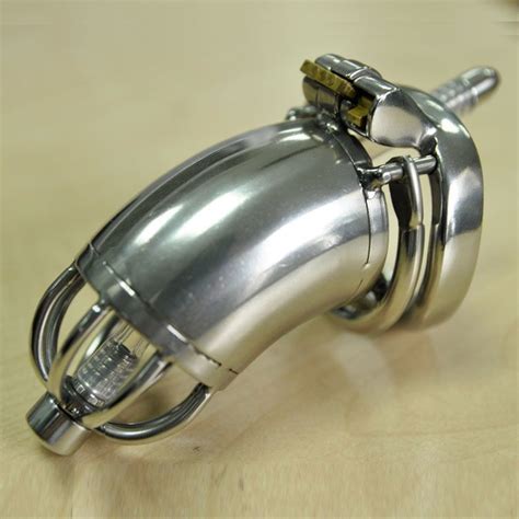New Anti Off Spiked Ring With Catheter Chastity Belt Device Stainless