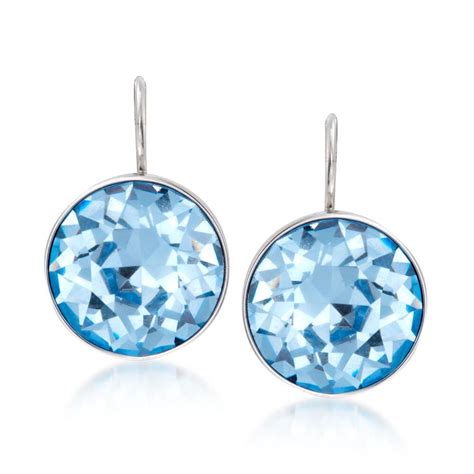 Swarovski Crystal Bella Blue Crystal Earrings In Silvertone Ross Simons