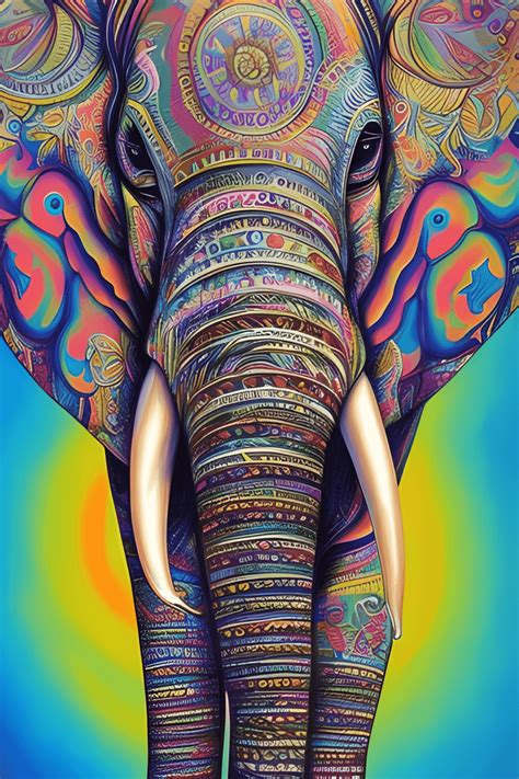 Psychedelic Elephant Painting Graphic · Creative Fabrica