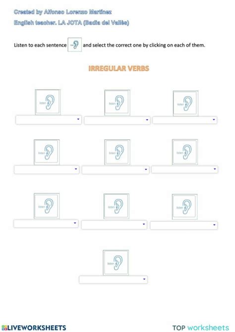 Listening Irregular Verbs Interactive Worksheet Topworksheets