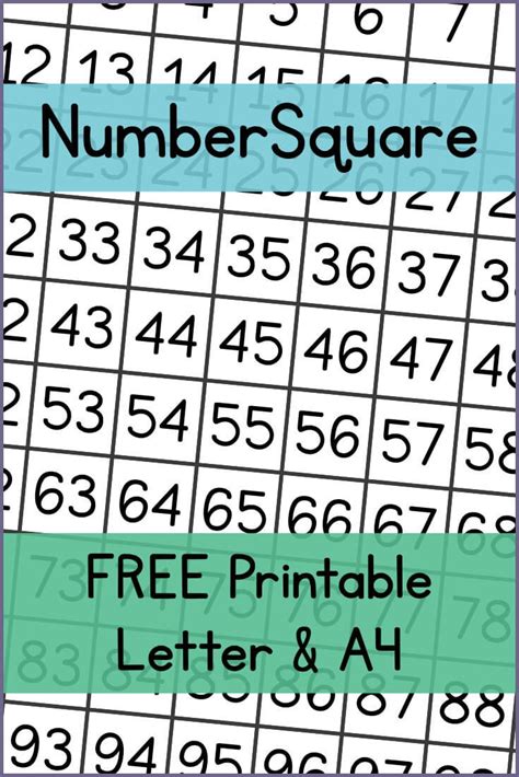 100 Number Square Free Maths Printable Math Printables Free Math