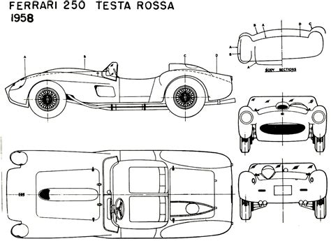 3d car modelling forum with the largest selection of car blueprints on the internet! Ferrari 250 Testarossa 1958 Blueprint - Download free ...