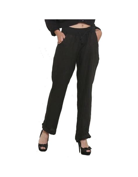 Pantalon Femme En Lin Noir Boutique Kementari