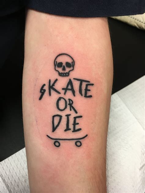 skate or die, skate or die tattoo, skateboarding tattoo, skateboard