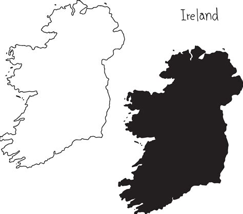 Mapa De Contorno Y Silueta De Irlanda Vector 3127372 Vector En Vecteezy