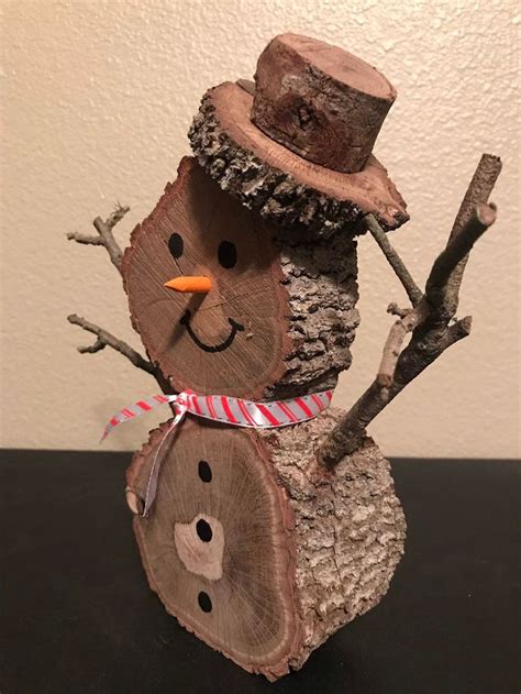Wooden log snowman | Etsy | Xmas crafts, Christmas projects, Log snowman