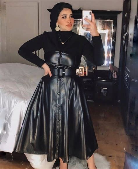 Leather Dresses Leather Outfit Leather Fashion Skirt Outfits Hijab