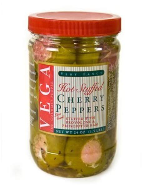 Case Of 3 Jars Hot Stuffed Cherry Peppers 24 Oz By Vega The Gourmet