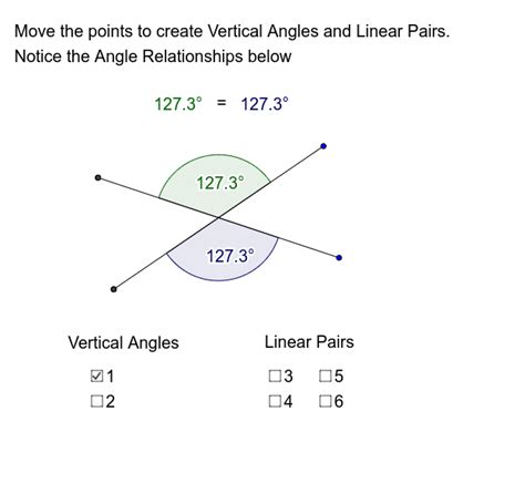 Vertical Angles And Linear Pairs Geogebra