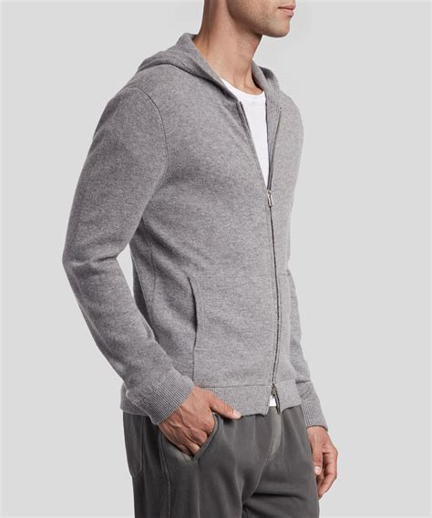 Atm Cashmere Blend Zip Up Hoodie Grey In Gray For Men Lyst