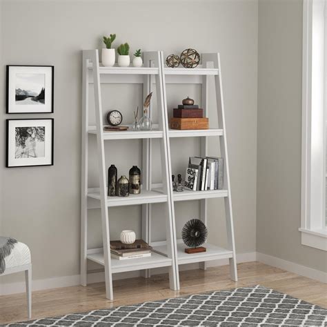 Brightmoom Hayes 4 Shelf Ladder Bookcase Bundle White