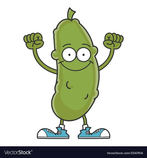 Happy Smiling Dill Pickle Cartoon Character Vector Image