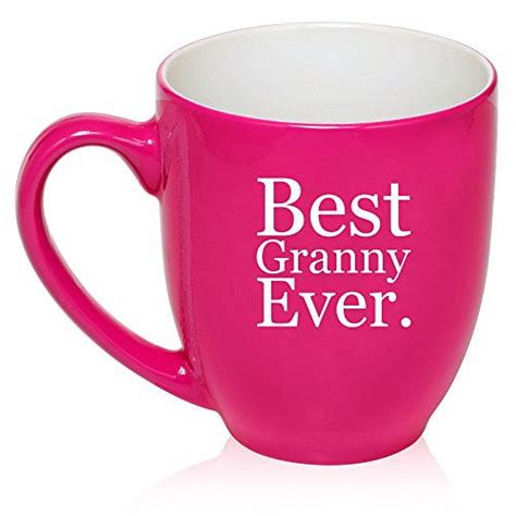 16 Oz Large Bistro Mug Ceramic Coffee Tea Glass Cup Best Granny Ever Hot Pink