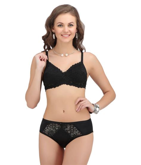 Buy Sona Black Bra And Panty Sets Online At Best Prices In India Snapdeal