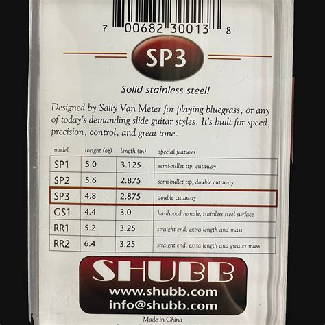 Shubb Sp3 Stainless Steel Slide Double Cutaway Miami Guitars