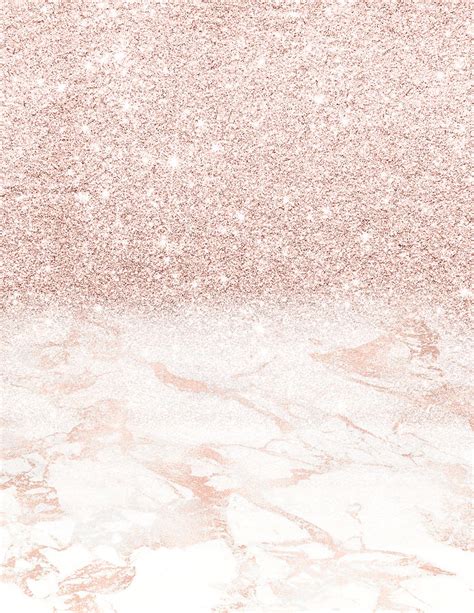 Pink Rose Gold Marble Ombre Glitter Digital Art By