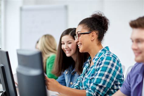 Happy High School Students In Computer Class Bccie