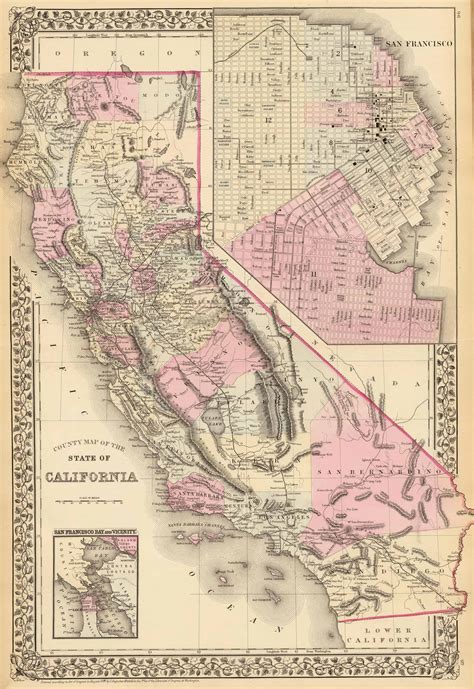 1880 State County And Township Map Of California With San Francisco