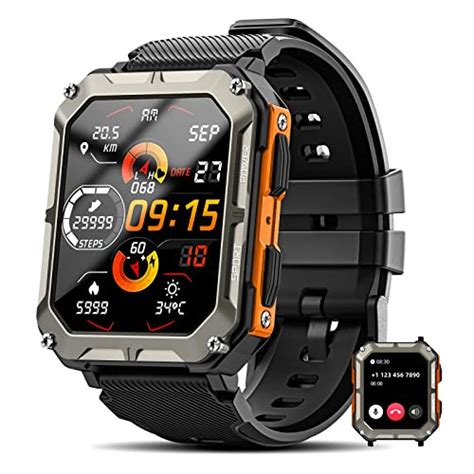 Rgthuhu Military Smart Watch For Men Answer Make Call 2023 Rugged Tactical Smartwatch For
