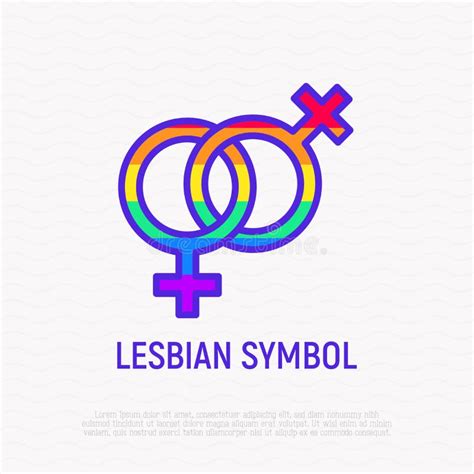 Lesbian Symbol Thin Line Icon In Rainbow Color Stock Vector Illustration Of Couple Flat