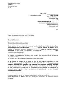 Application Letter Sample Modele De Lettre Demande De Visite En Prison