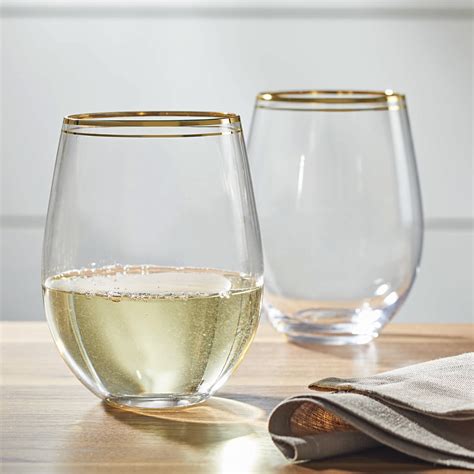 Better Homes And Gardens Stemless Double Rim Gold Wine Glasses 2 Piece