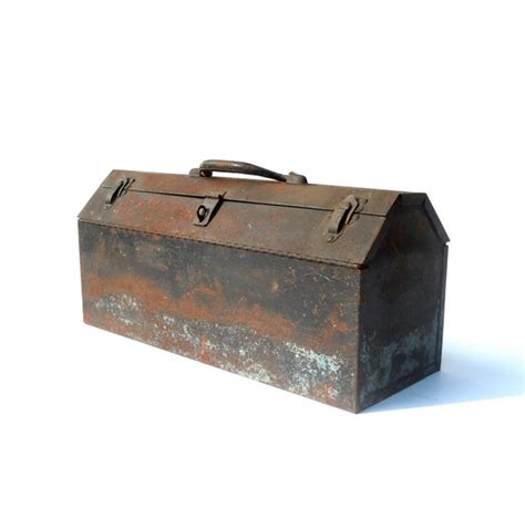 Vintage Metal Tool Box Rusty Metal Tool Box Storage Etsy