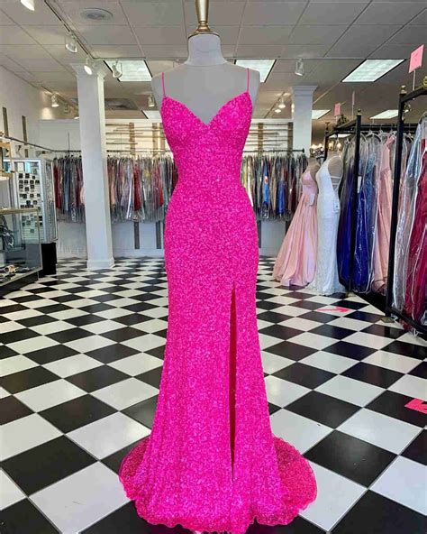 Hot Pink Straps Prom Dress With Slit · Sugerdress · Online Store Powered By Storenvy