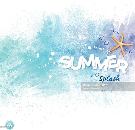 Summer Watercolor Background With Starfishwater Dropssplatters And